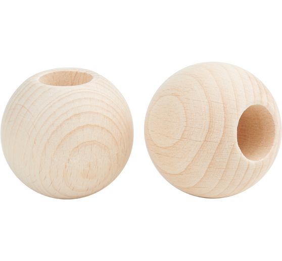 Holzkugeln mit großer Bohrung, Ø 50 mm