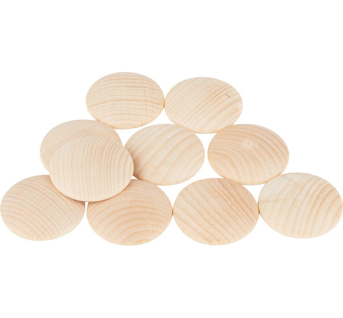 Holzplatinen, gewölbt - Ø 40 mm, 10 Stück