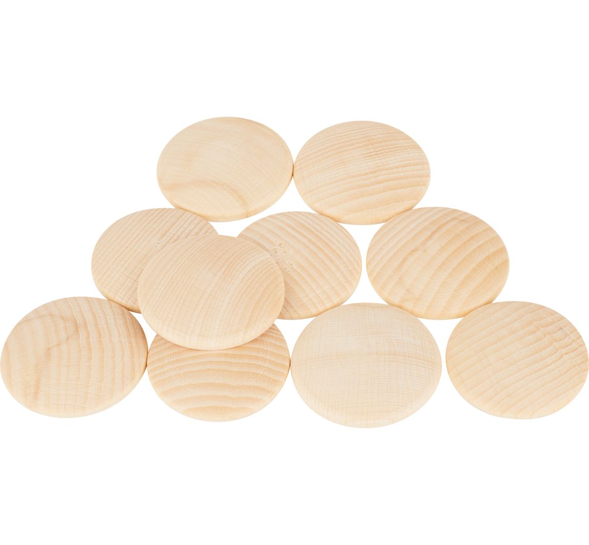 Holzplatinen, gewölbt - Ø 50 mm, 10 Stück