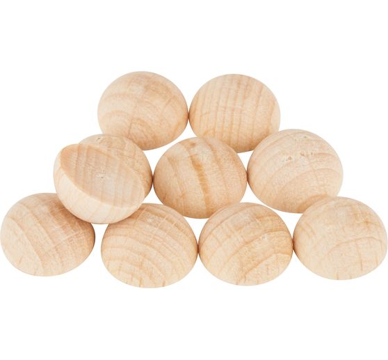 Holz-Halbkugeln ohne Bohrung, 10 Stück