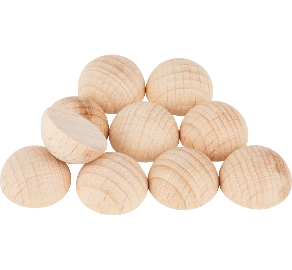 VBS Holz-Halbkugeln ohne Bohrung, 10 Stück - Ø 15 mm