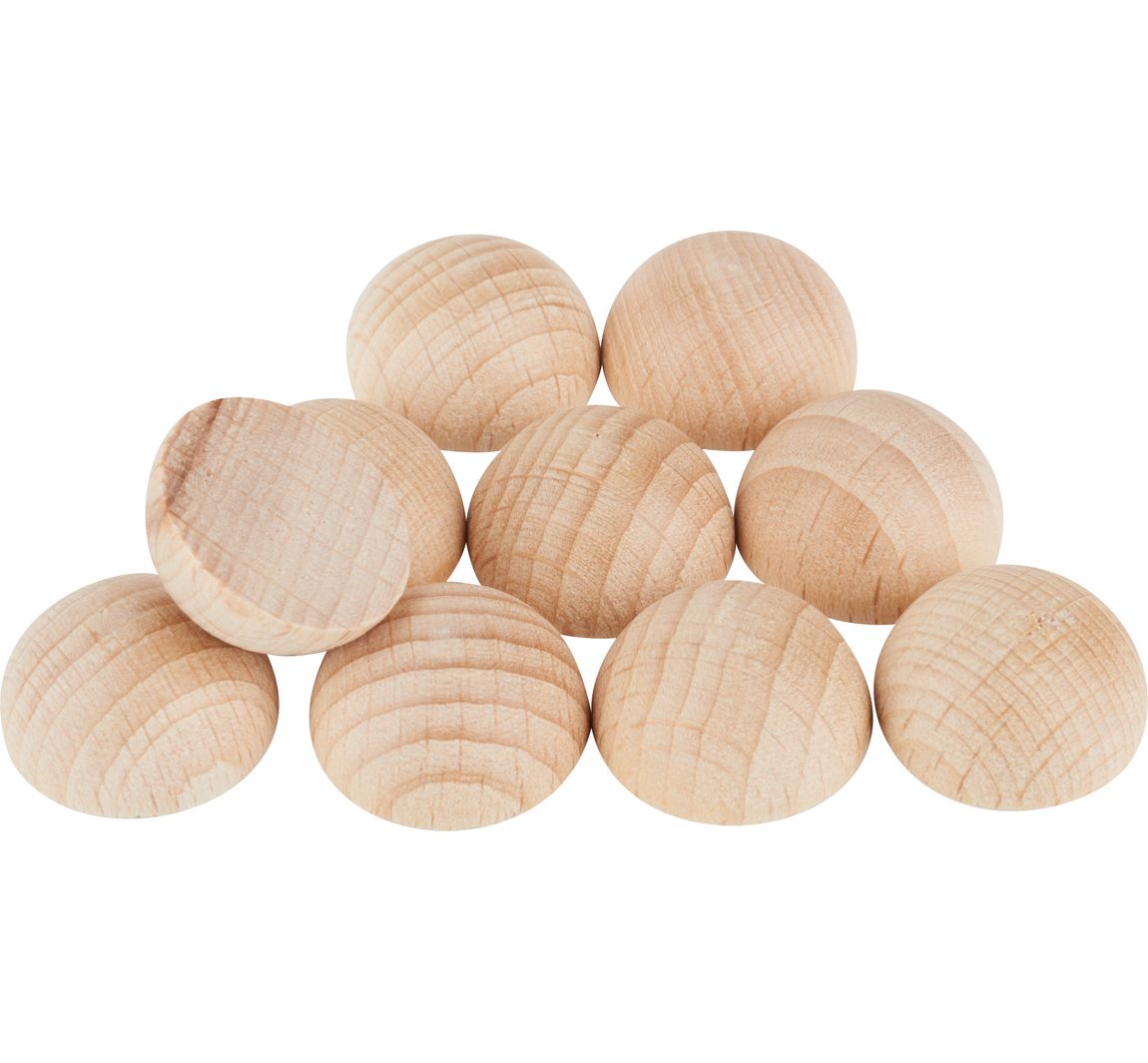 VBS Holz-Halbkugeln ohne Bohrung, 10 Stück - Ø 20 mm