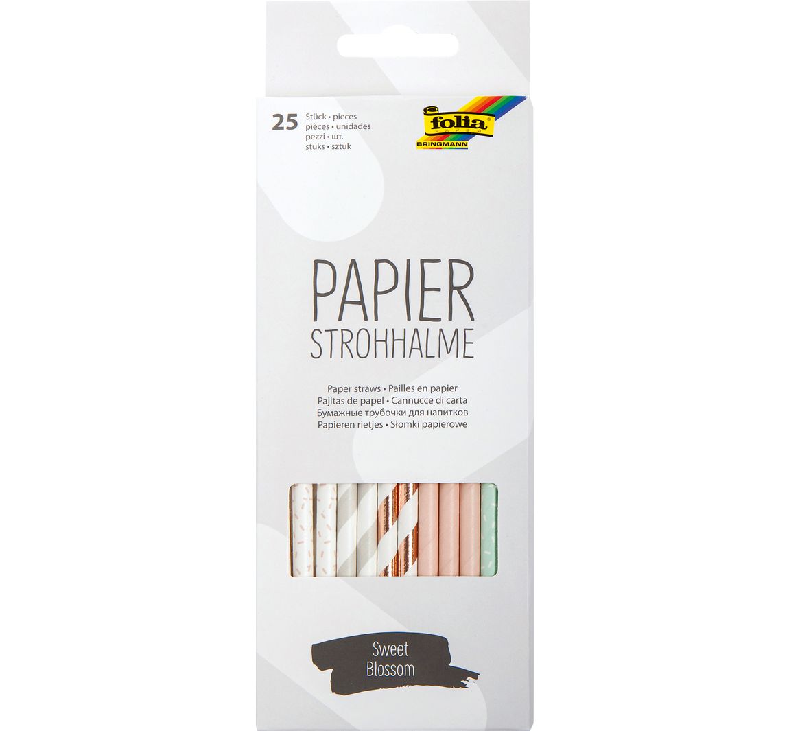 Papierstrohhalme, 25 Stück - Pastell