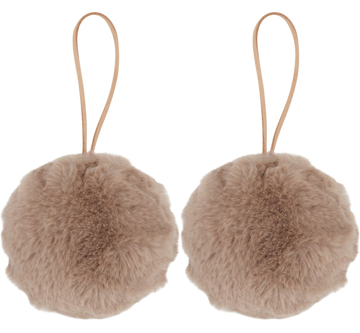 Plüsch Kugel "Filis", ca. Ø 9 cm, 2 Stück - Taupe