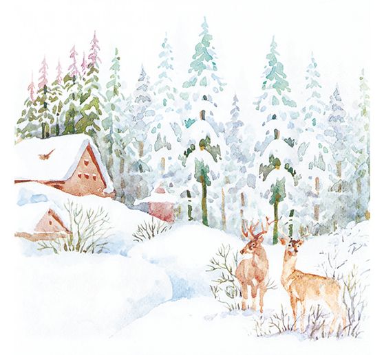 Napkin "Winter scene in the forest"