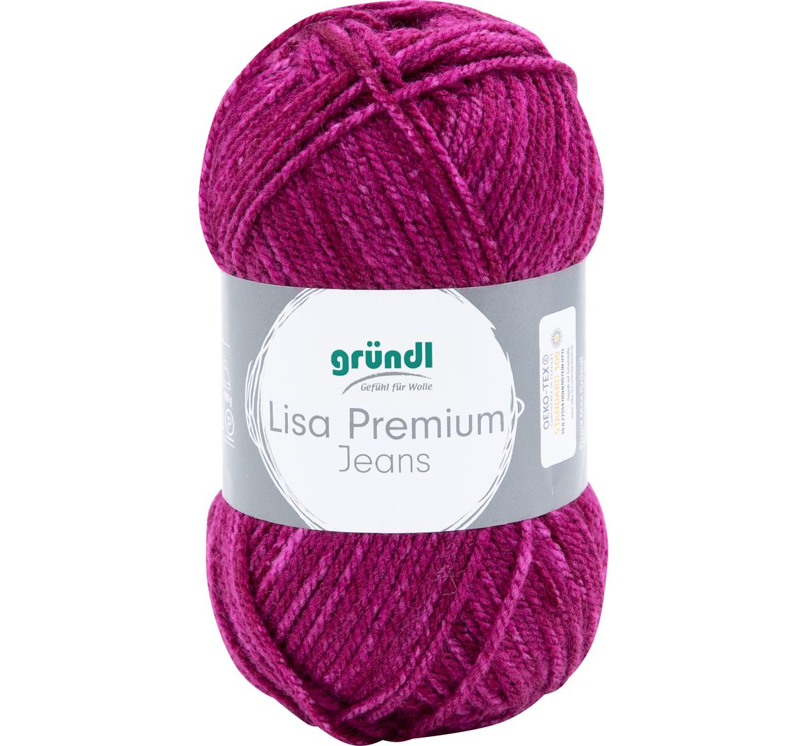 Gründl Wolle "Lisa Premium Jeans" - Fuchsia-Meliert