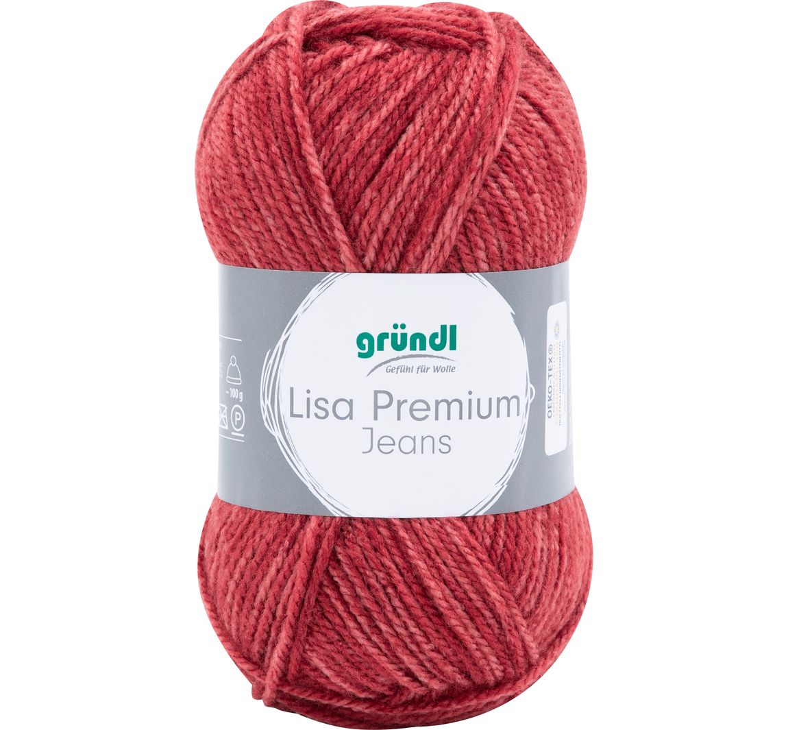 Gründl Wolle "Lisa Premium Jeans" - Orientrot-Meliert