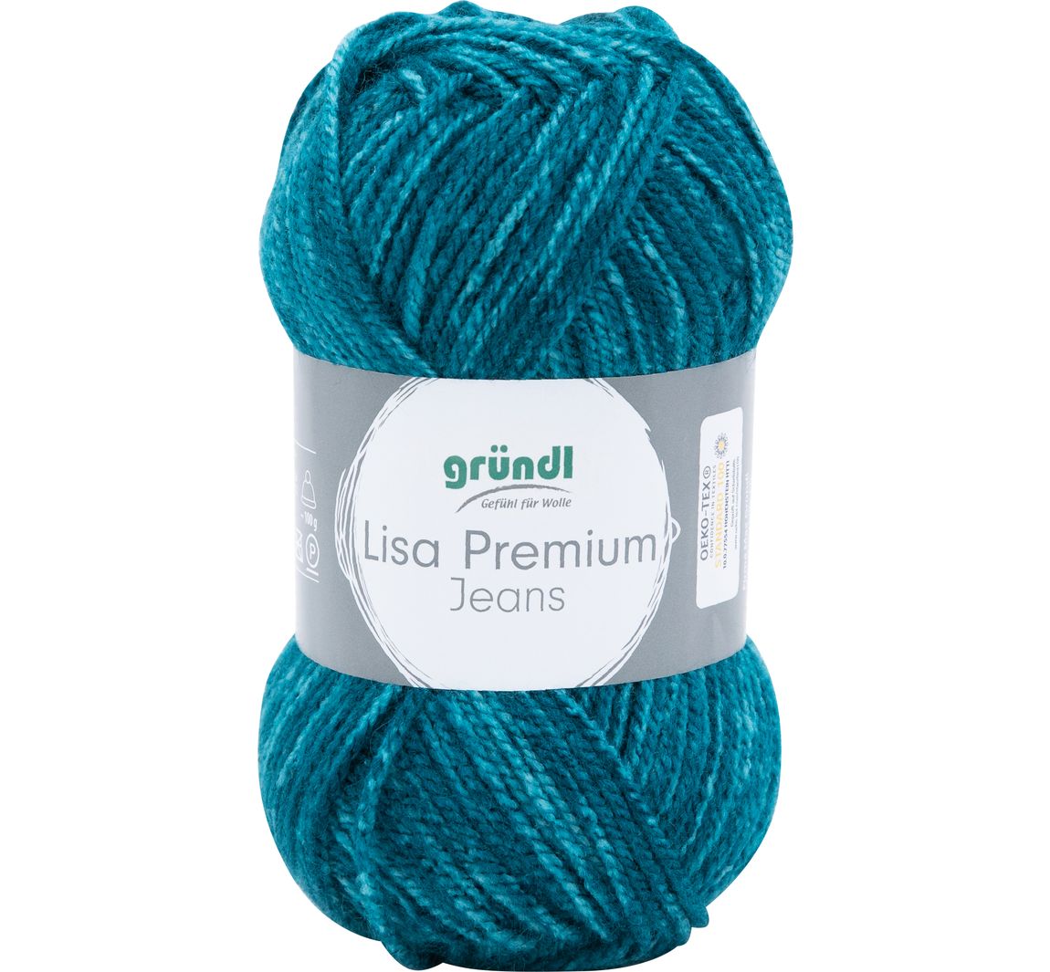 Gründl Wolle "Lisa Premium Jeans" - Grün/Blau-Meliert