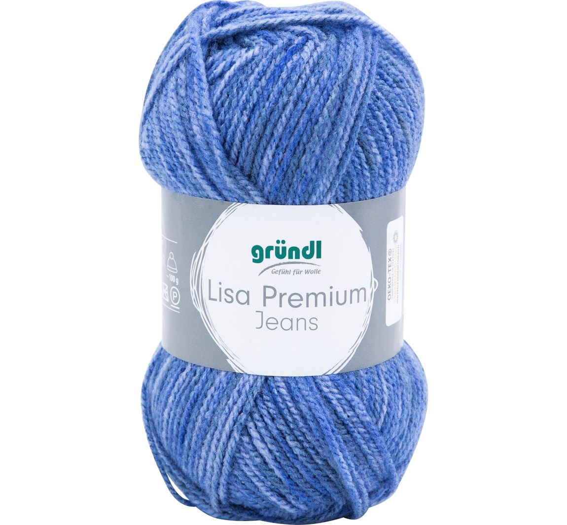 Gründl Wolle "Lisa Premium Jeans" - Jeansblau-Meliert