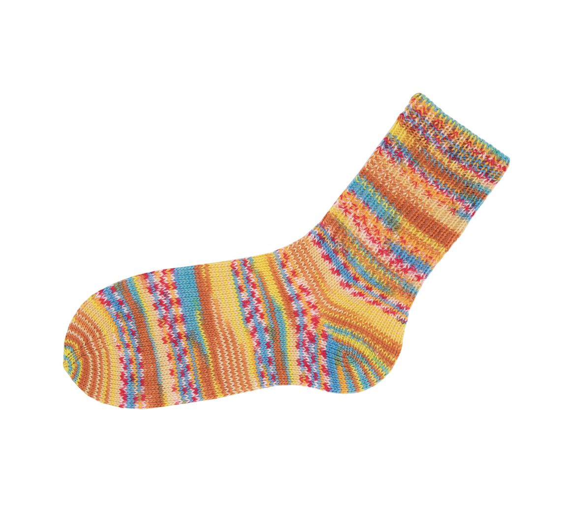 Gründl Hot Socks "Lazise" - Kürbis/Aquablau/Narzisse/Rot/Weß-Meliert