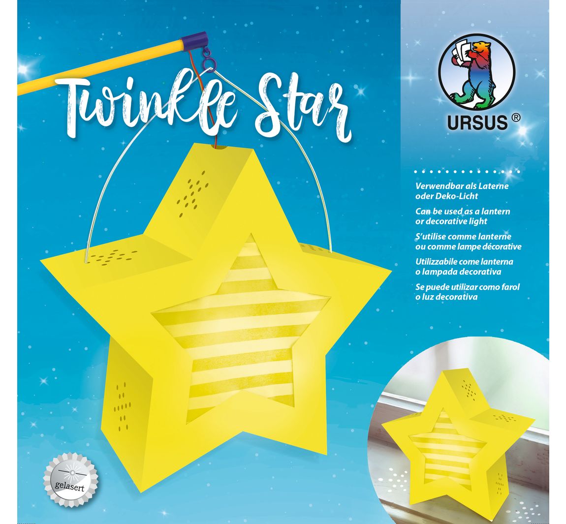 Laternen-Bastelset "Twinkle Star" - Gelb
