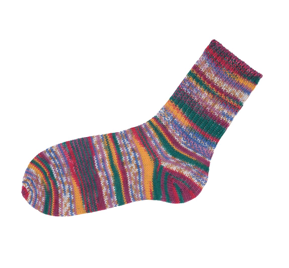 Gründl Hot Socks "Lazise" - Tannengrün/Rot/Honiggelb/Blau/Weinrot-Meliert