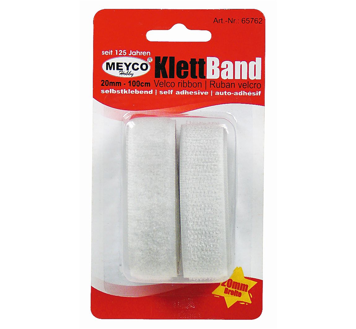 Klettband, selbstklebend - Weiß
