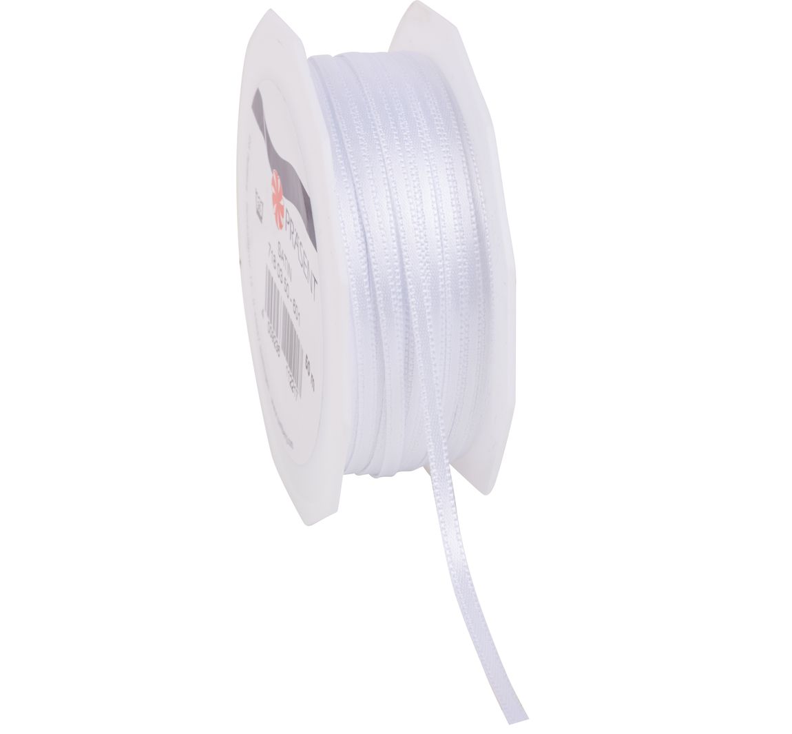 Satinband "Uni", 3 mm - Weiß