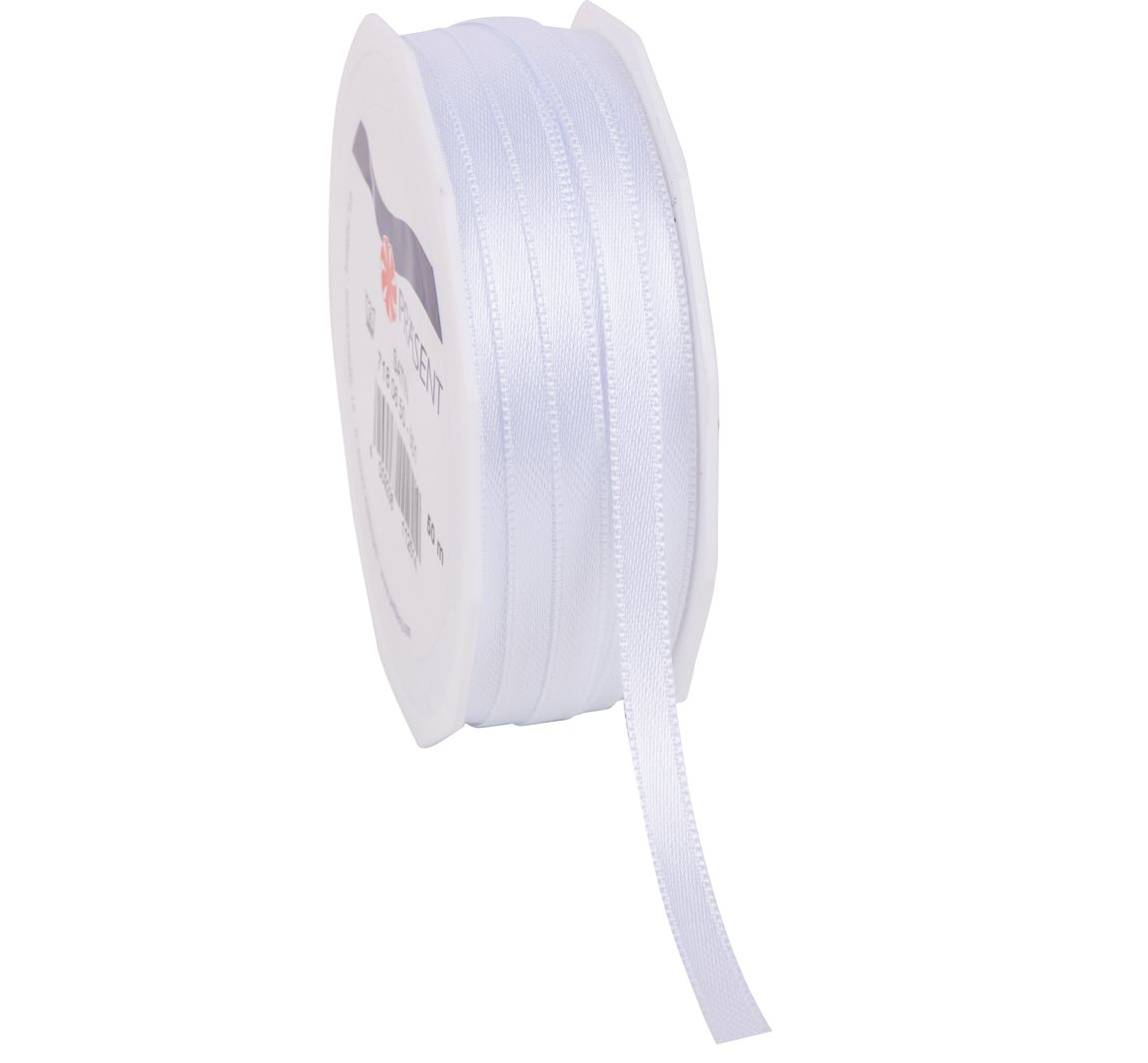 Satinband "Uni", 6 mm - Weiß