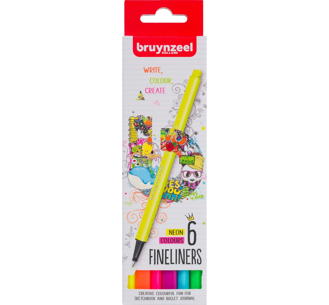 Bruynzeel Fineliner-Set, 6 St. - Neon Colours