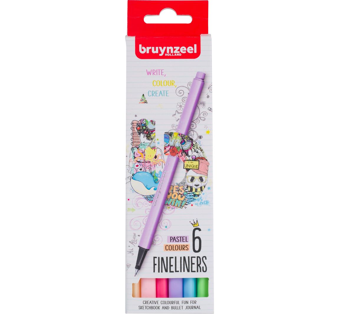 Bruynzeel Fineliner-Set, 6 St. - Pastel Colours