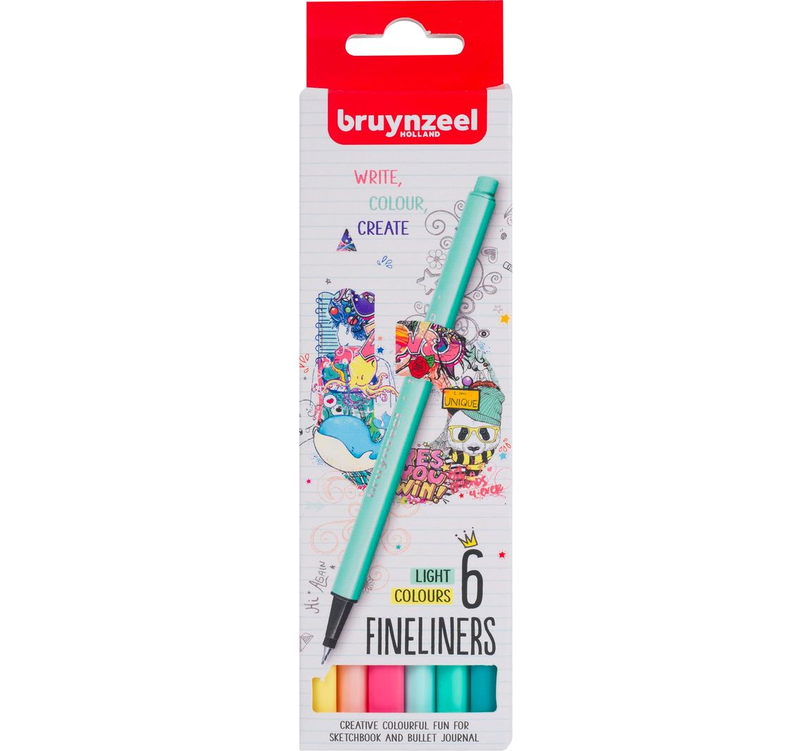 Bruynzeel Fineliner-Set, 6 St. - Light Colours