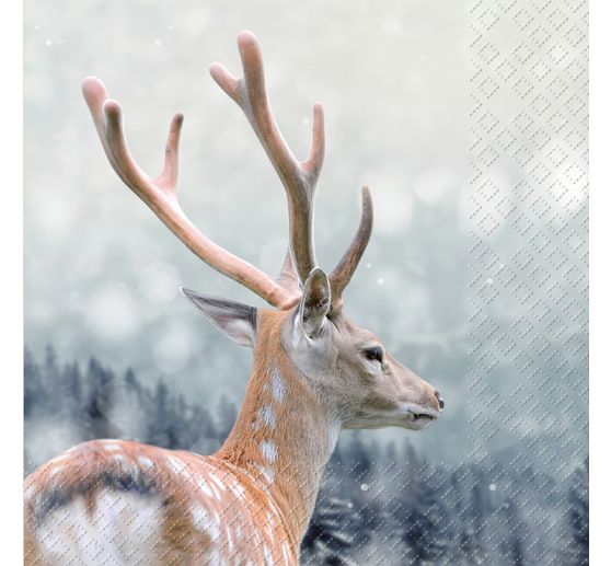 Serviette "Hirsch in Winterlandschaft"