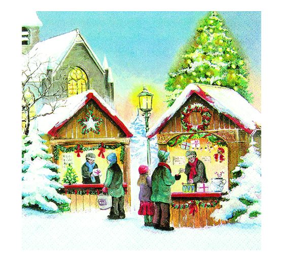 Serviette "Weihnachtsbuden"