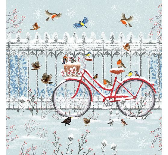 Serviette "Fahrrad im Schnee"