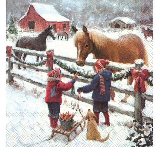 Serviette "Winterpferde"