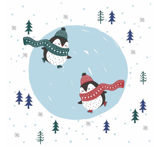 Serviette "Pinguine im Winter"