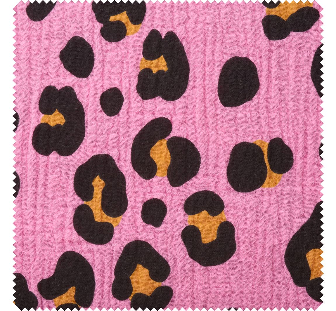 Krinkel-Musselin Baumwoll-Stoff "Acid Leo" - Pink-Orange