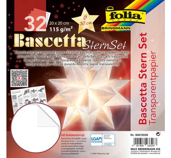 Bascetta-Stern Set "Transparentpapier", Weiß