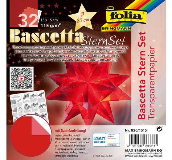 Bascetta-Stern Set "Transparentpapier", Rot