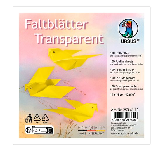 Transparentpapier-Faltblätter