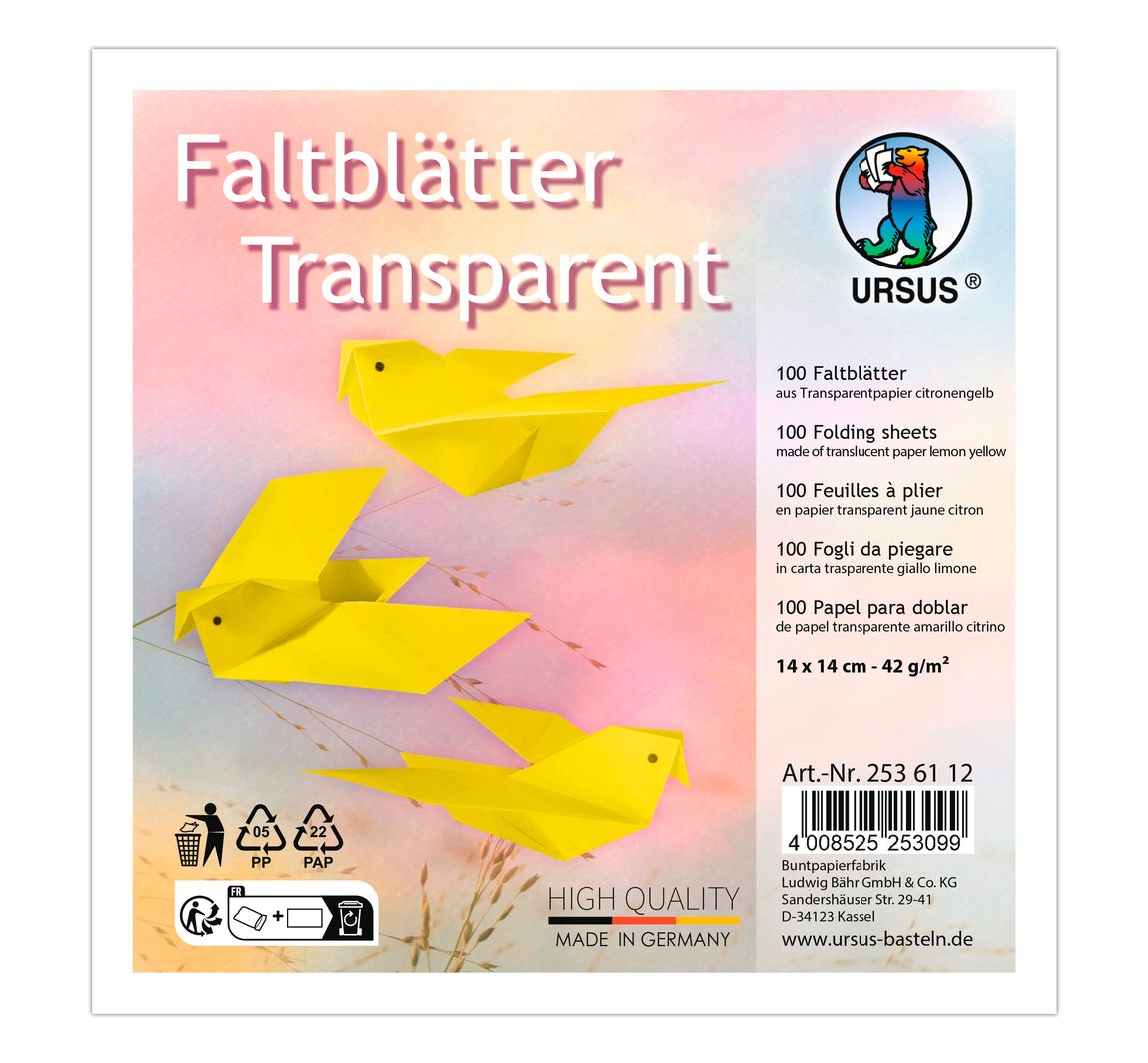 Transparentpapier-Faltblätter - Gelb