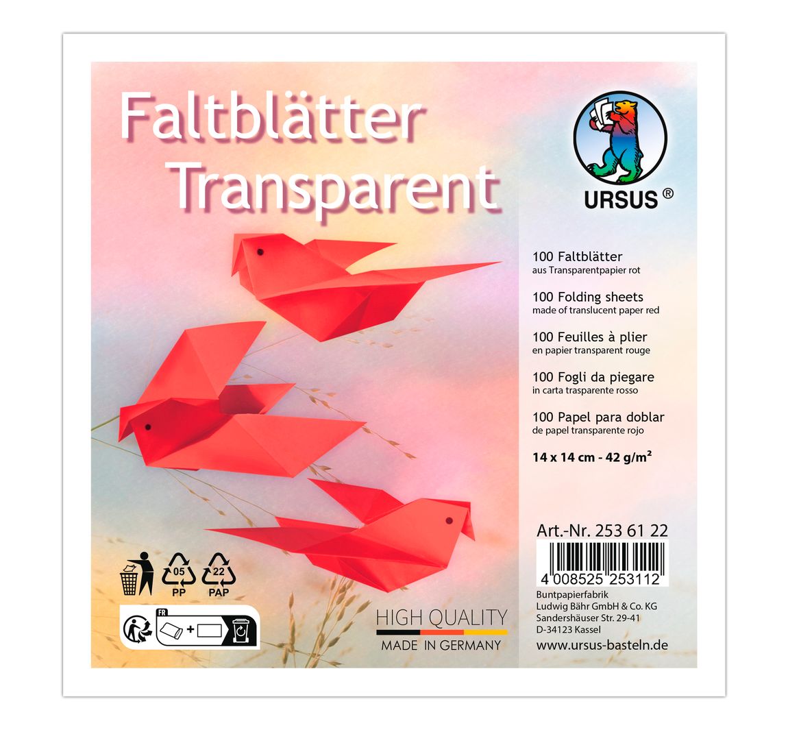 Transparentpapier-Faltblätter - Rot