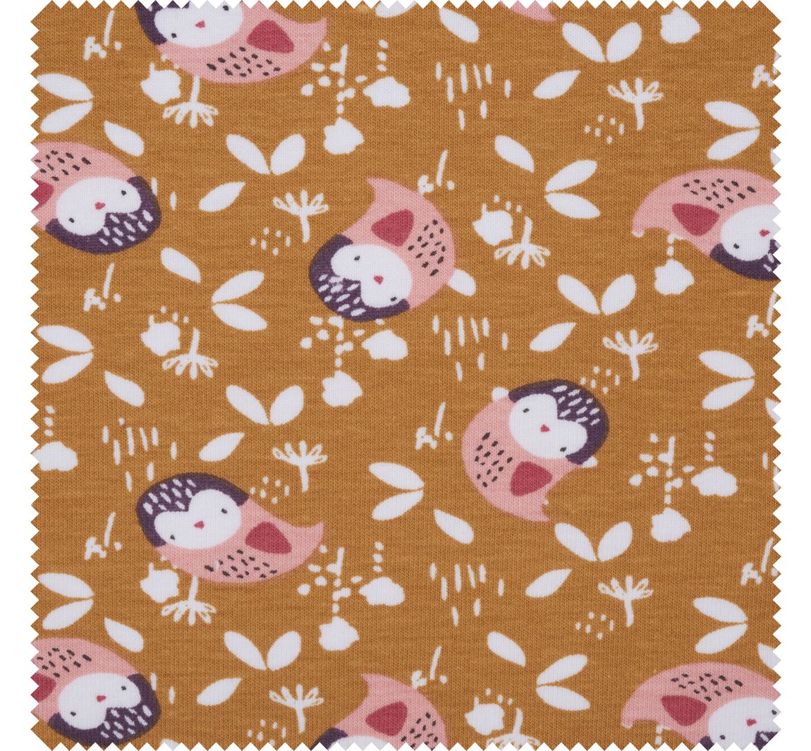 Jersey-Stoff "Eule Santal" - Sandelholz