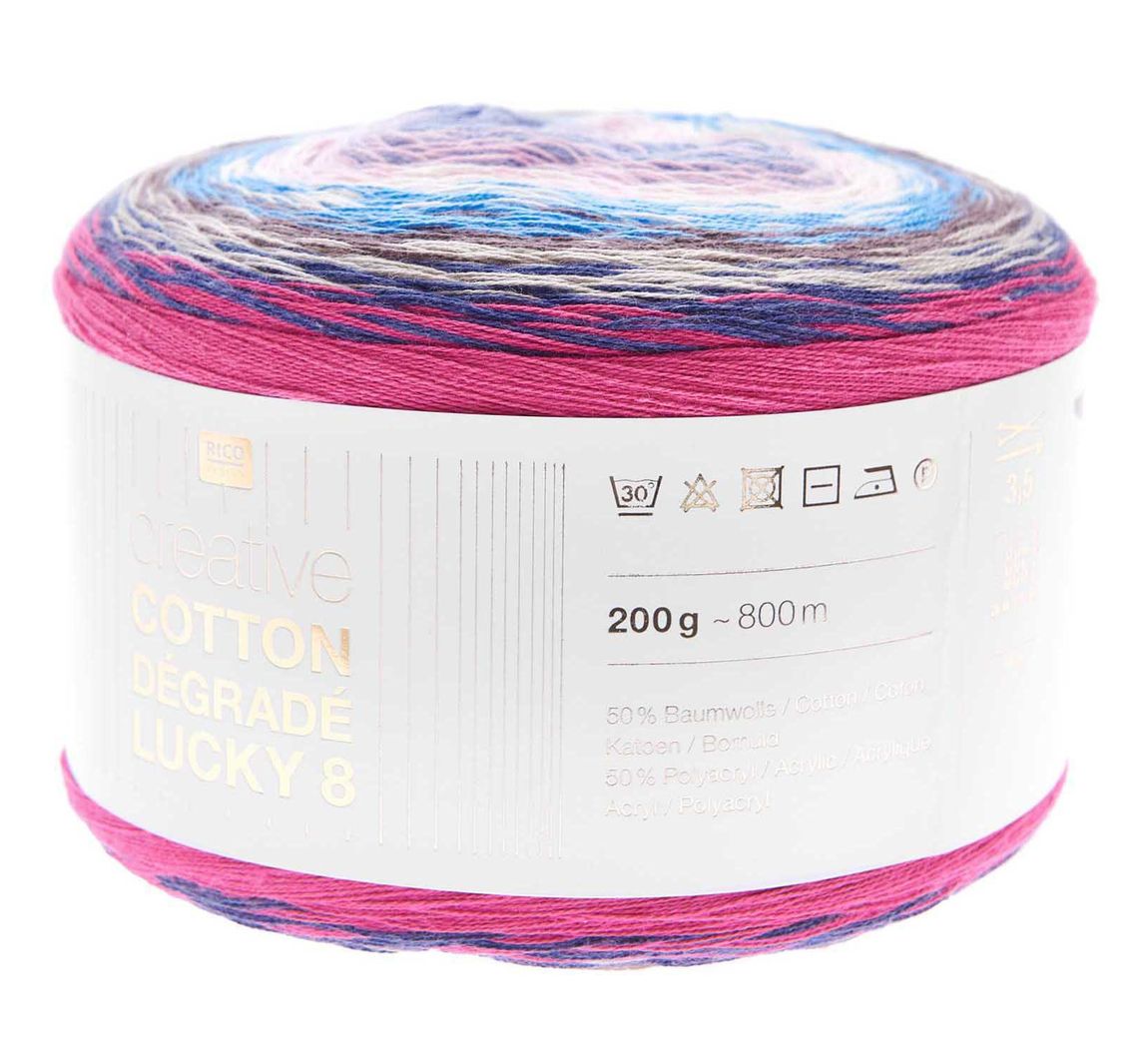 Rico Design Creative Cotton Dégradé Lucky 8 - Blau/Pink