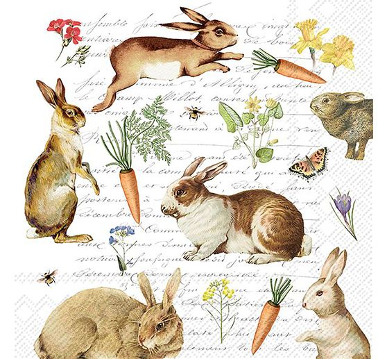 Serviette "Hasen & Blumen"