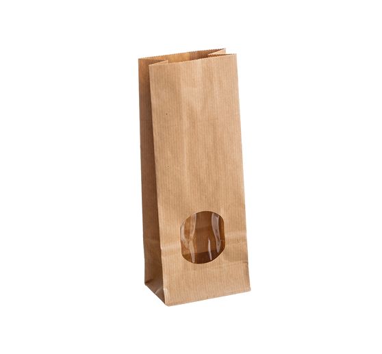 Blockbodenbeutel aus Kraftpapier mit Sichtfenster
