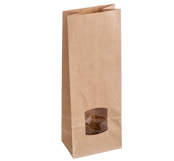 Blockbodenbeutel aus Kraftpapier mit Sichtfenster