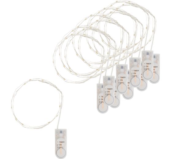 VBS Micro-LED-Lichterketten mit Timer, 10 Stück