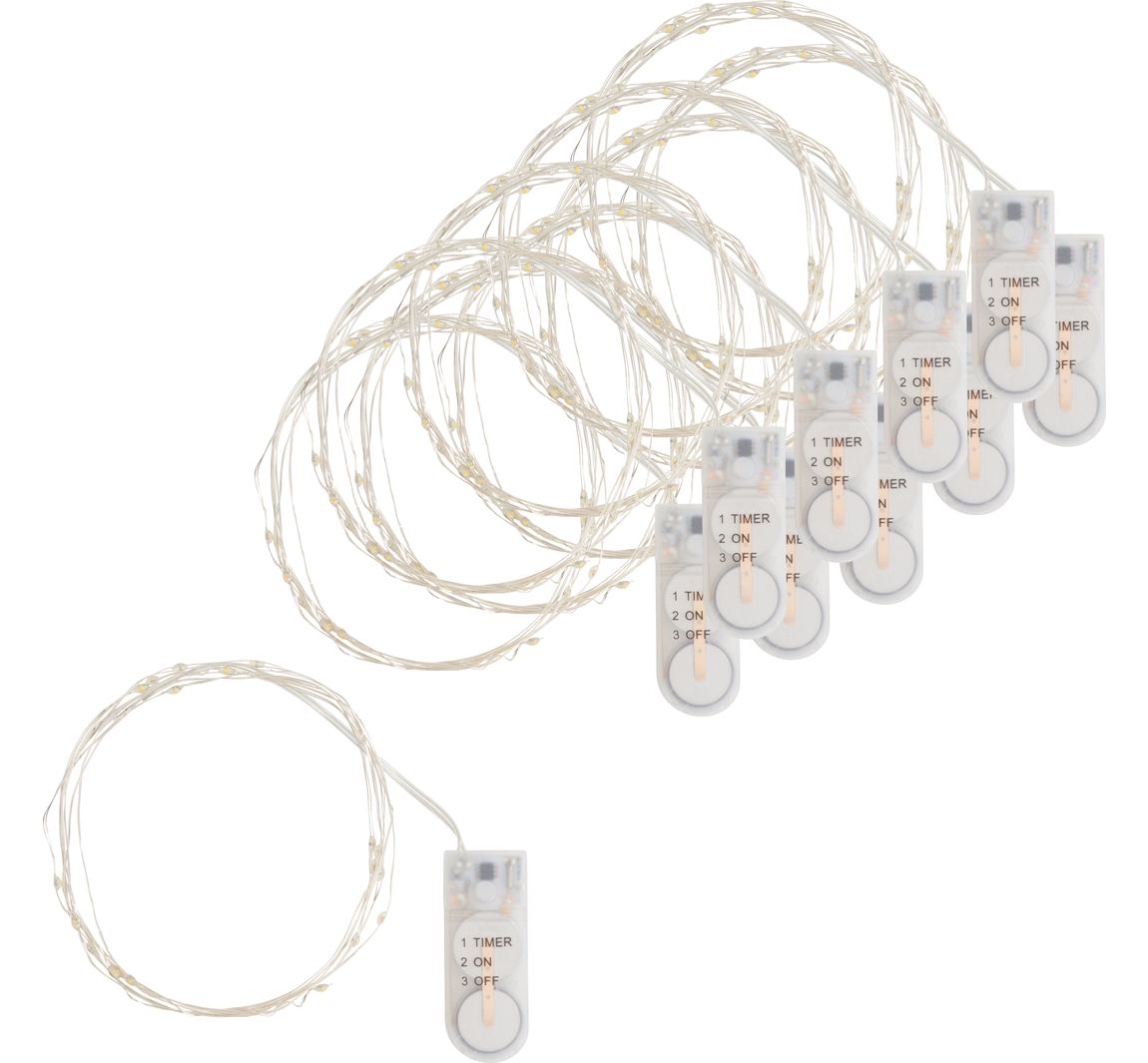 VBS Micro-LED-Lichterketten mit Timer, 10 Stück - 20 LEDs