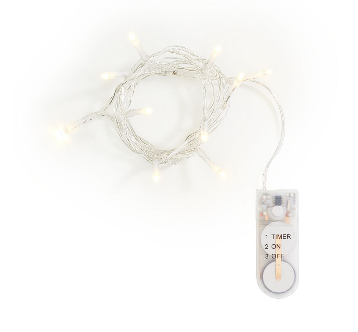 VBS Mini-LED-Lichterkette, mit Timer, mit Knopfzellen - 10 LEDs