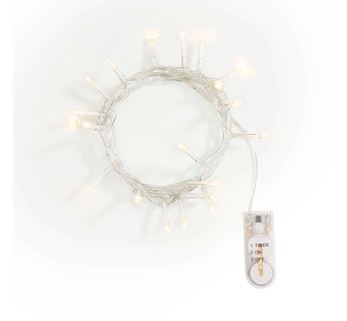 VBS Mini-LED-Lichterkette, mit Timer, mit Knopfzellen - 20 LEDs