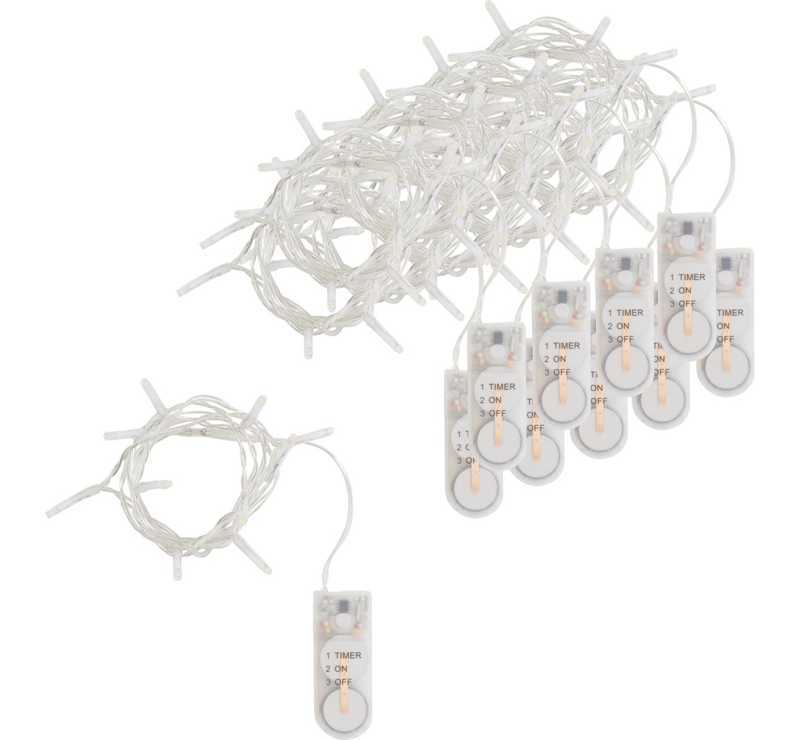 VBS Mini-LED-Lichterketten mit Timer, 10 Stück - 10 LEDs