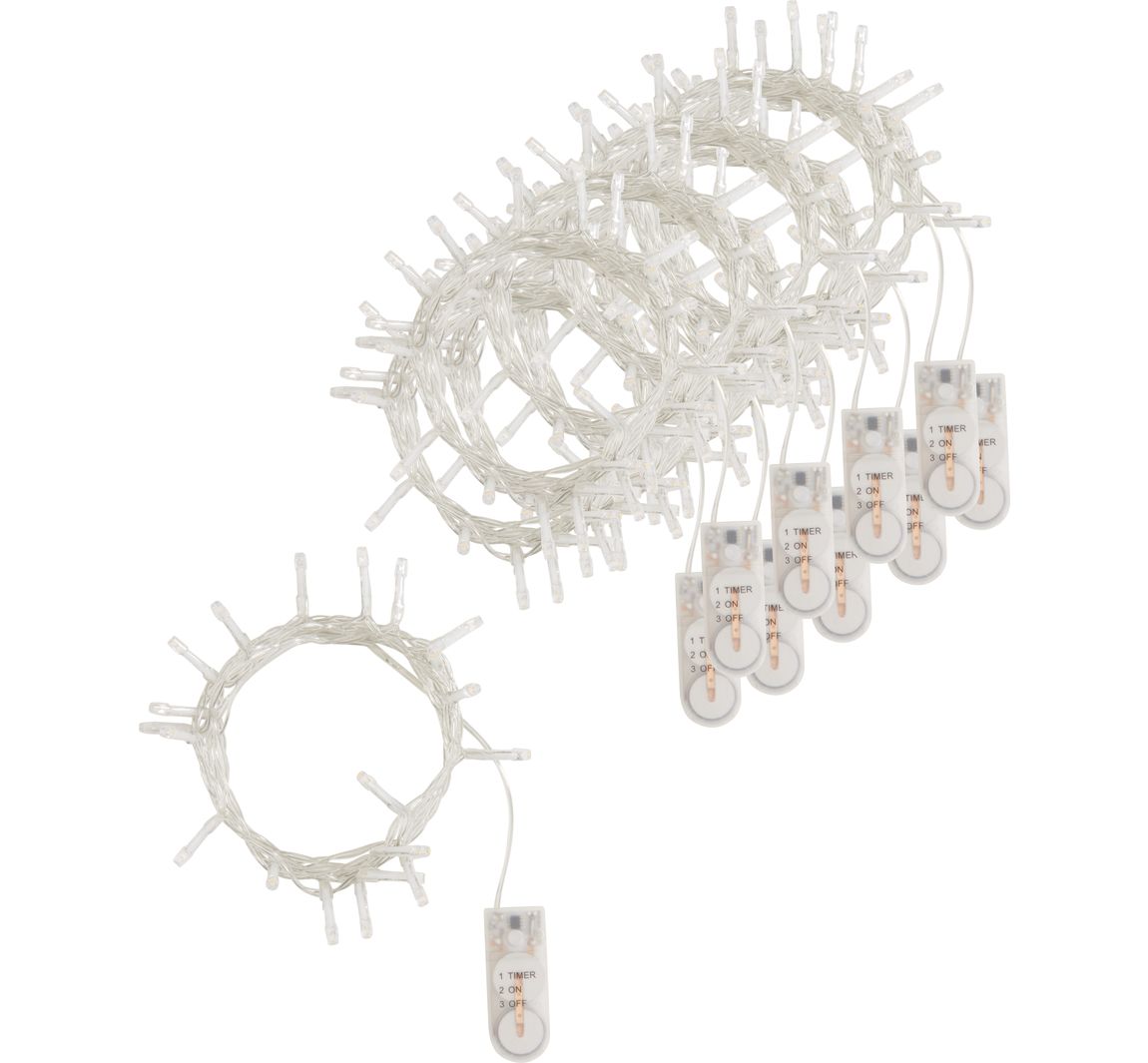 VBS Mini-LED-Lichterketten mit Timer, 10 Stück - 20 LEDs