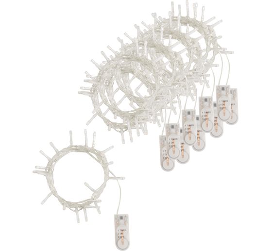 VBS Mini-LED-Lichterketten mit Timer, 10 Stück