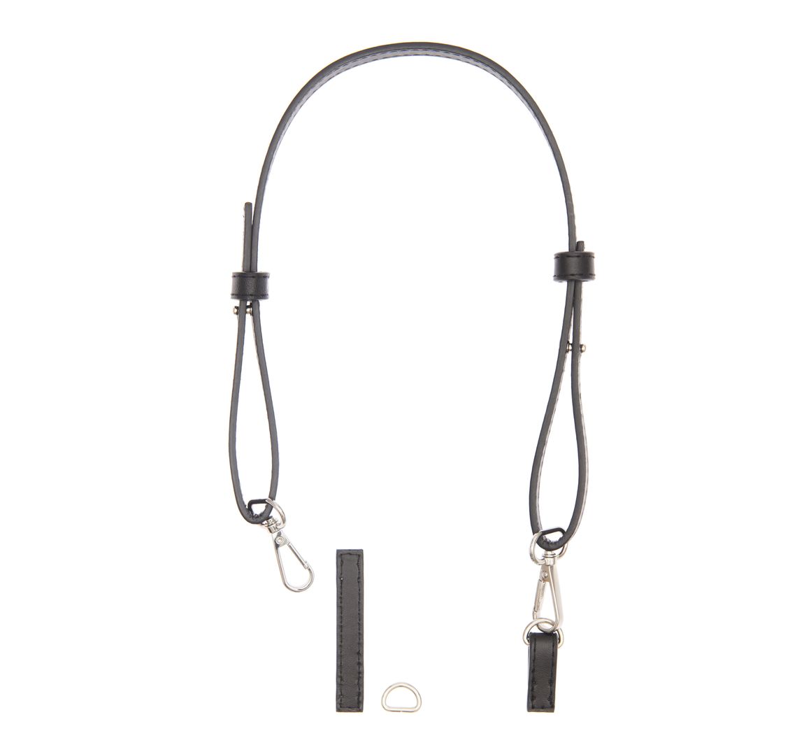 Schulterriemen mit Karabiner "Kurz", verstellbar - Schwarz/Silber