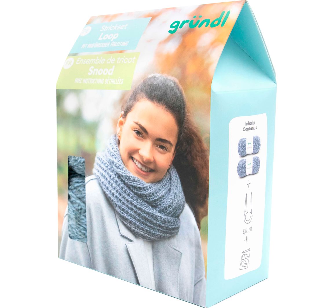 Gründl Strickset Alpelino Loop/Schal - Eisblau