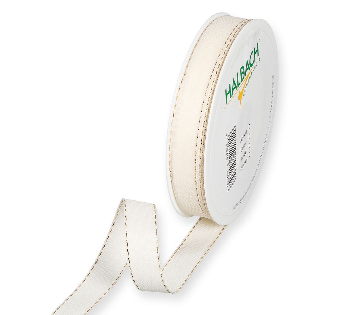 Dekoband mit Lurexkanten - Creme/Gold