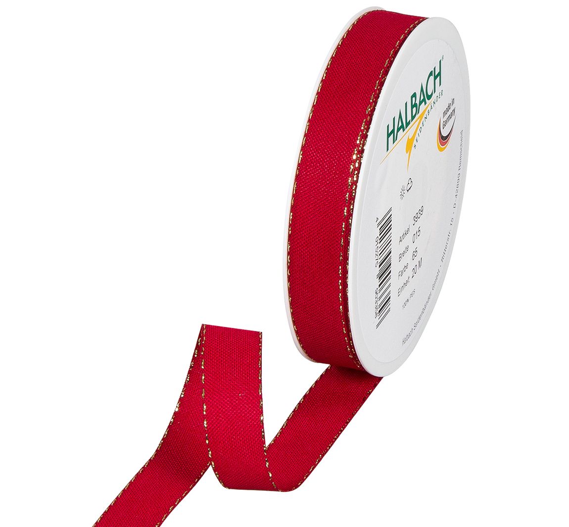 Dekoband mit Lurexkanten - Rot/Gold