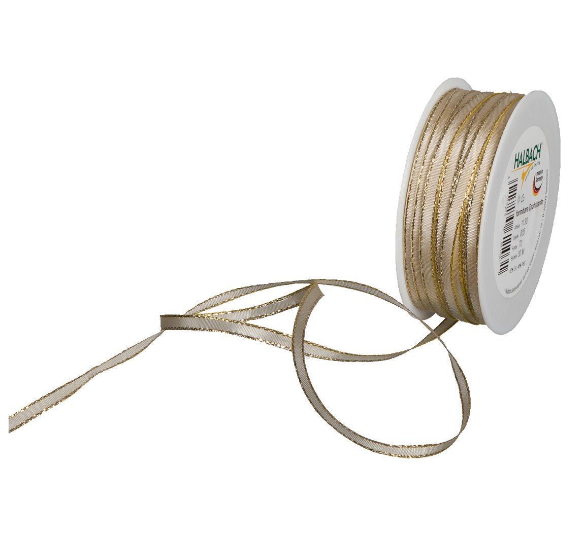 Taftband, Breite 5 mm - Creme/Gold